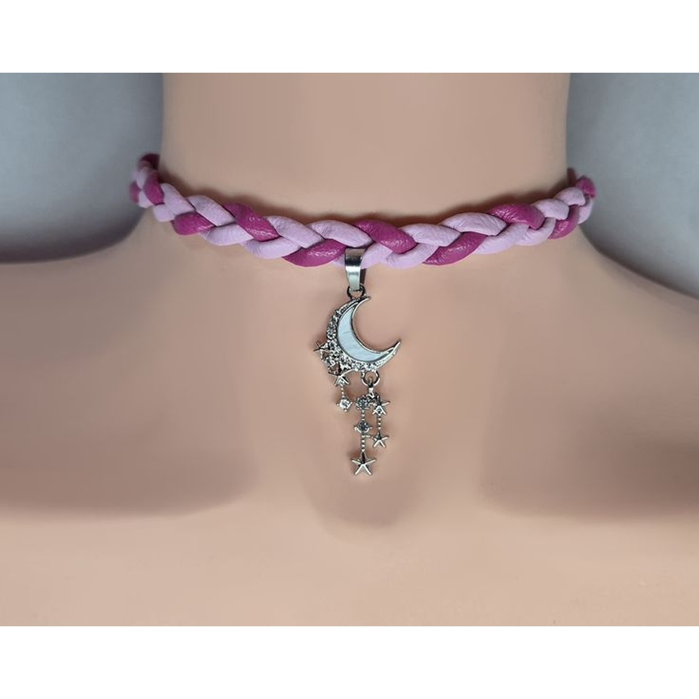 NekoGirl Collars - Moongazer pink Handmade braided choker foulard - Rose